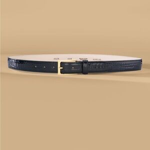 Aureum No. 5 Black & Gold Crocodile Embossed Leather Belt